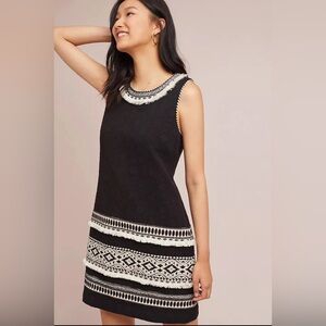 NWT Anthropologie Meadow Rue Arctic Shift Dress Black & White Embroidered Dress
